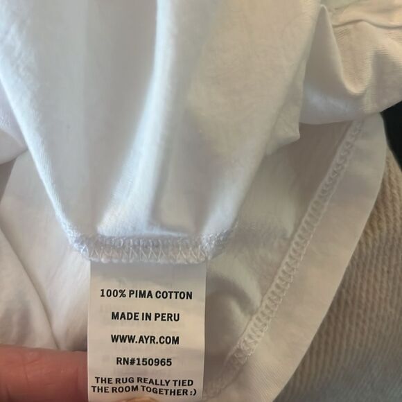 AYR White Lightweight Deep U-Neck T-shirt, size M - Picture 7 of 8